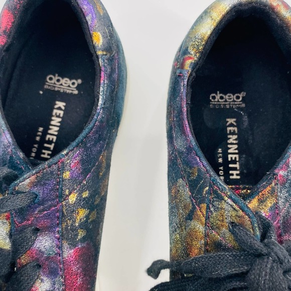 Kenneth Cole Marlow Neutral Floral Metallic Platform Sneaker 6.5 Black Pink Gold - Picture 6 of 9